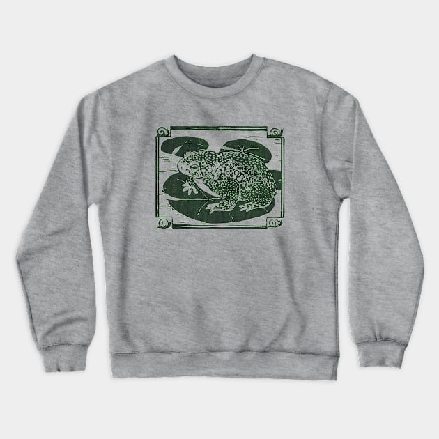 Bull frog on lilly pad Crewneck Sweatshirt by HelenDBVickers